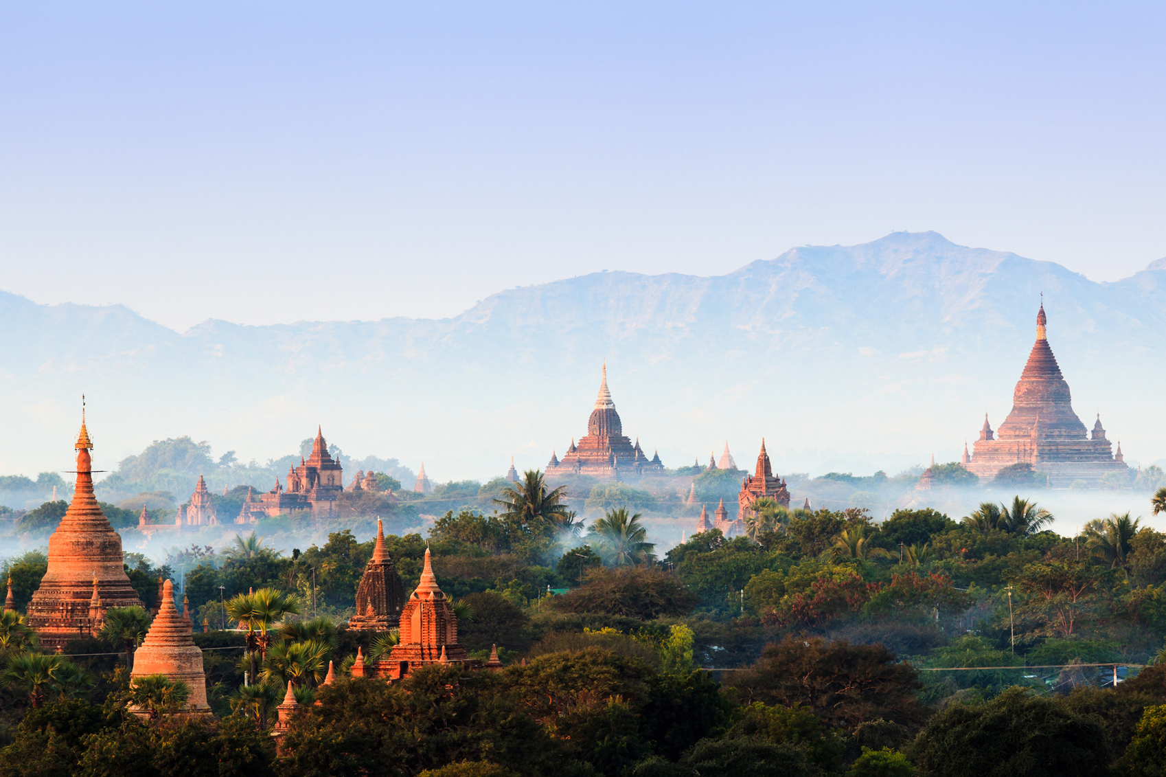 Celebrating the New Year at Pagodas in Bagan, Myanmar.