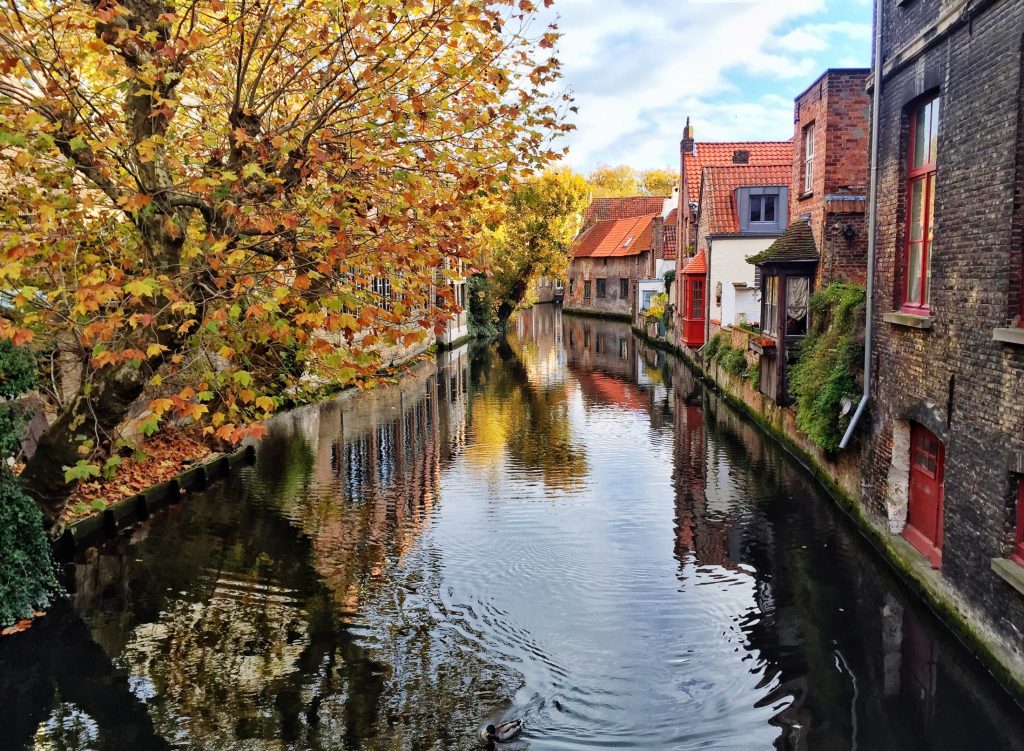 A canal in the city of bruges, belgium.
