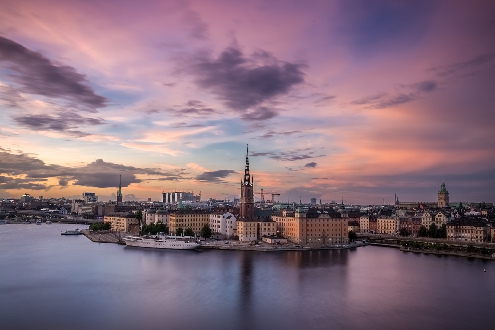 Pink sky over Stockholm