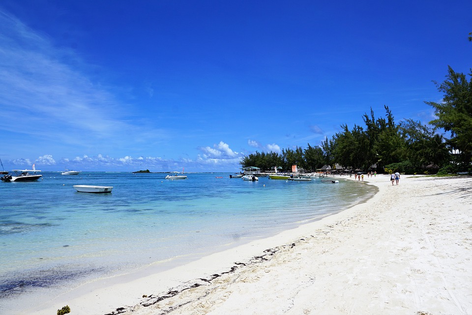 white sand beach, mauritius