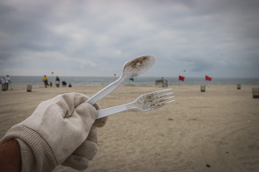 plastic cutlery found on beach