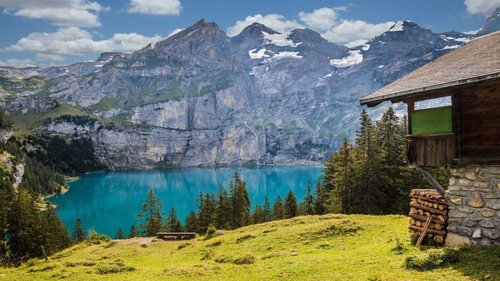 blue water oeschinen lake switzerland