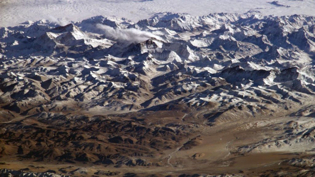 himalayas mountain range from space