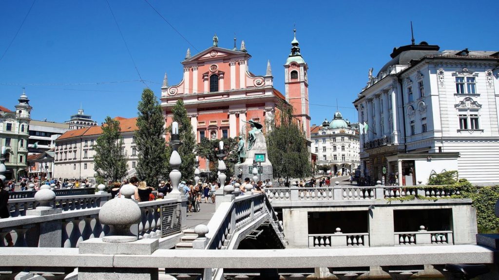 Baroque façades Ljubljana Old Town