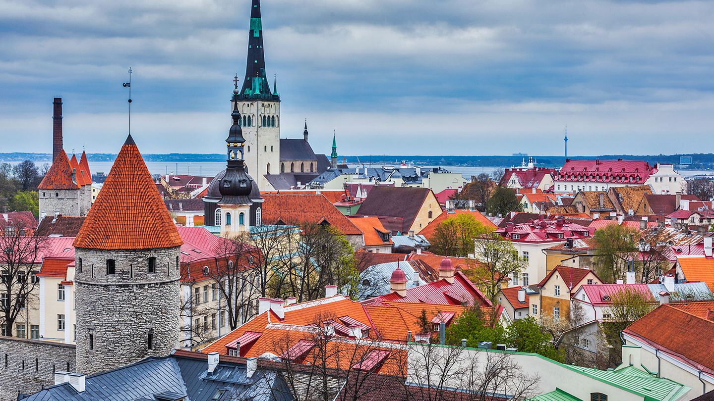Aerial view of Old Town Tallinn