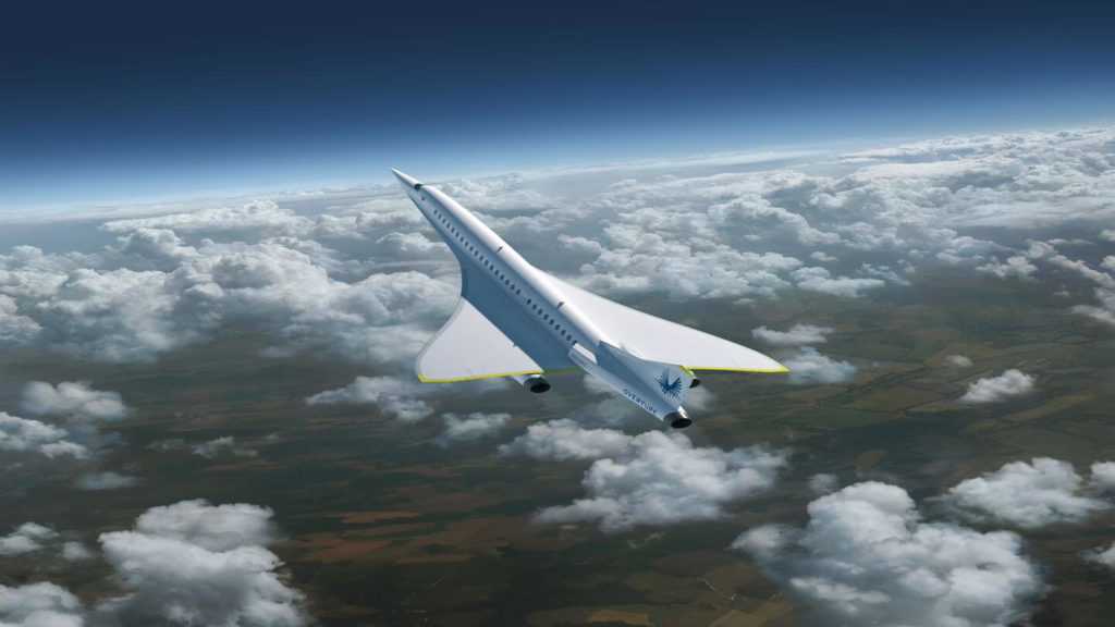 Boom Supersonic plane model flying