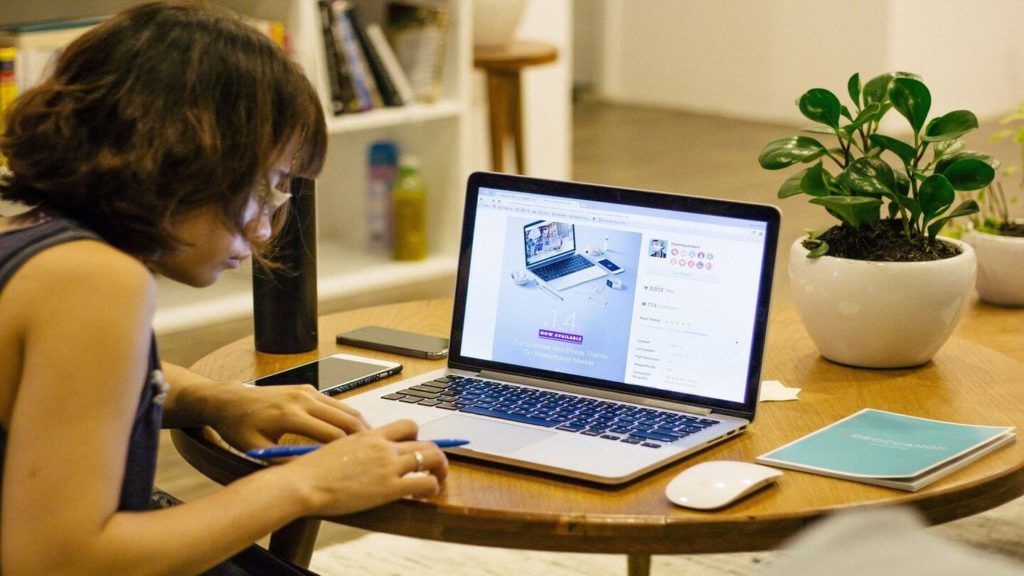 woman working from home