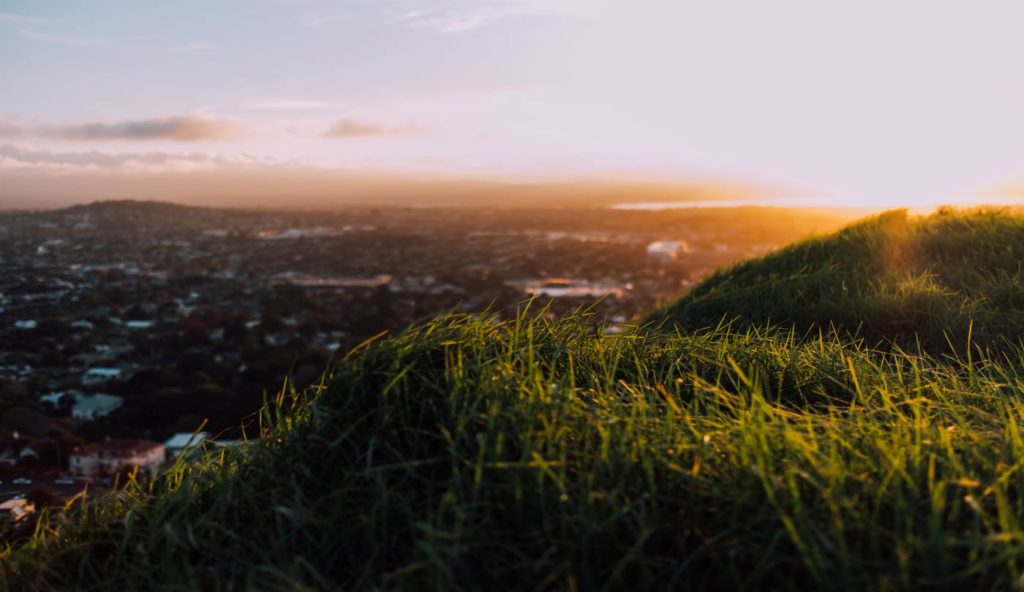 Cityscape with sun 