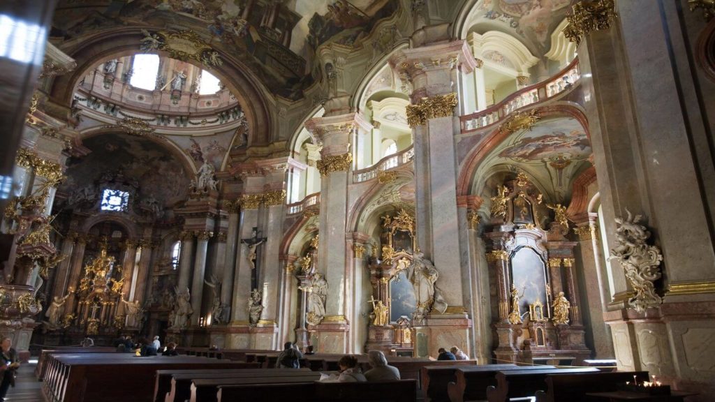 The ornate interior of st nicholas church Prague