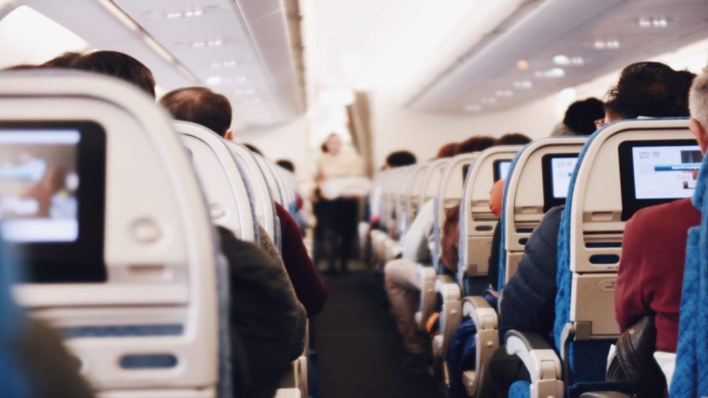 airplane cabin flight passengers