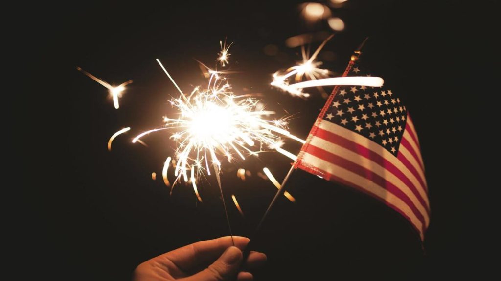 sparkler American flag Fourth of July