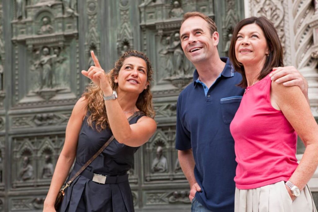 Trafalgar Travel Director with guests Florence Italy