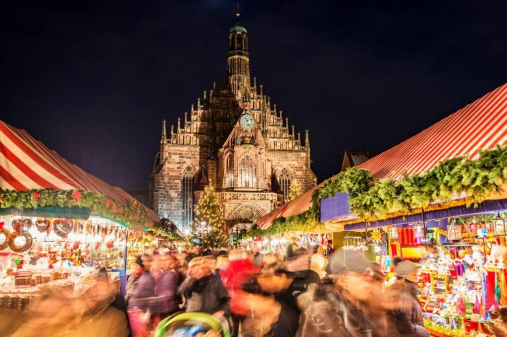 Nuremberg Christmas market stalls historic buildings