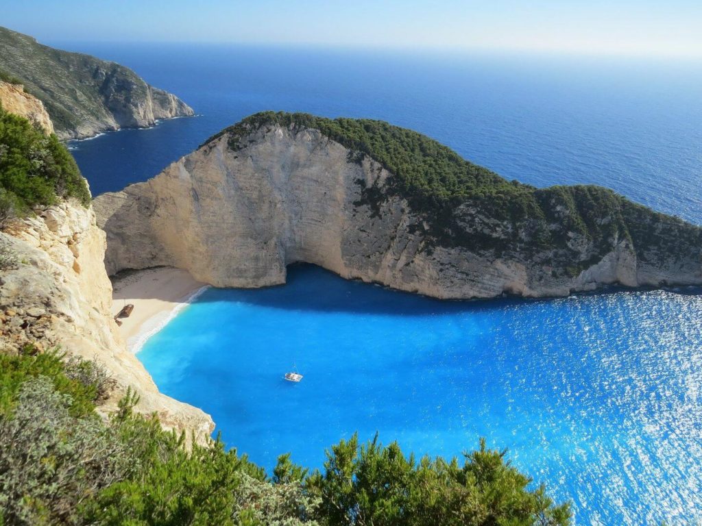 blue ocean cliffs Zakynthos Greek Islands