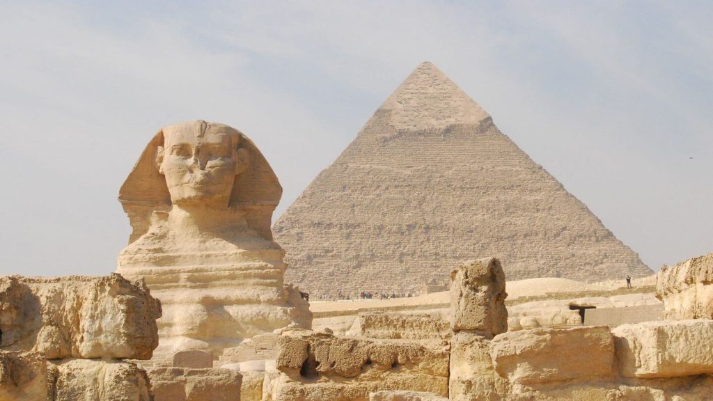 Great Sphinx and pyramids of Giza Egypt