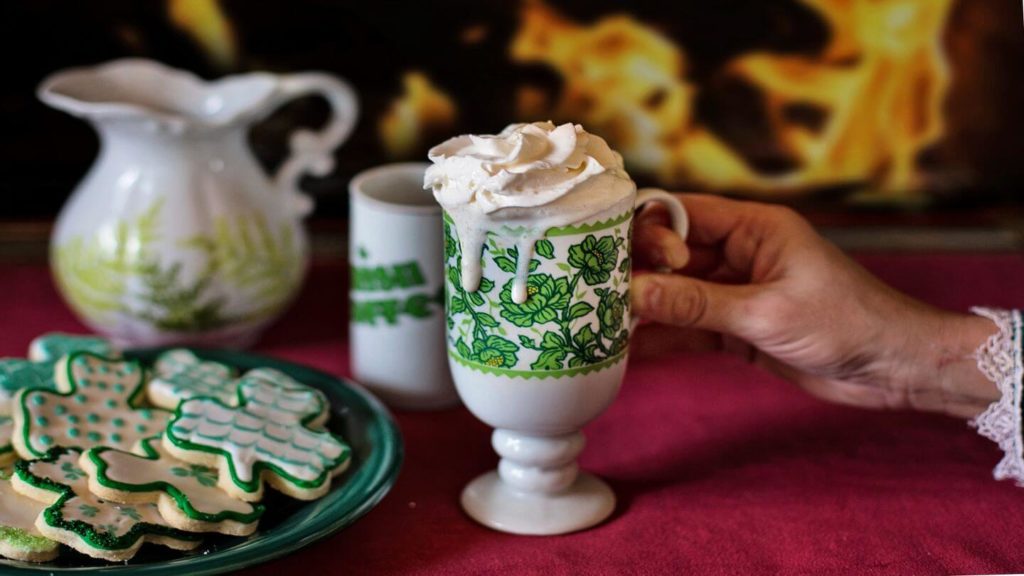 Irish coffee with biscuits St Paddys Day