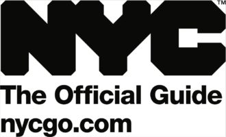 Black and white logo of New York's official tourism website, featuring bold "NYC" letters with the text "the official guide" and the URL "nycgo.com" below.