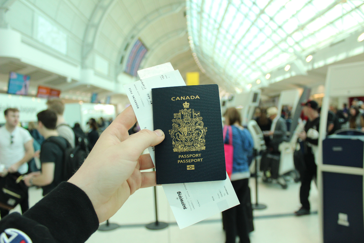 Ticket and passport at airport