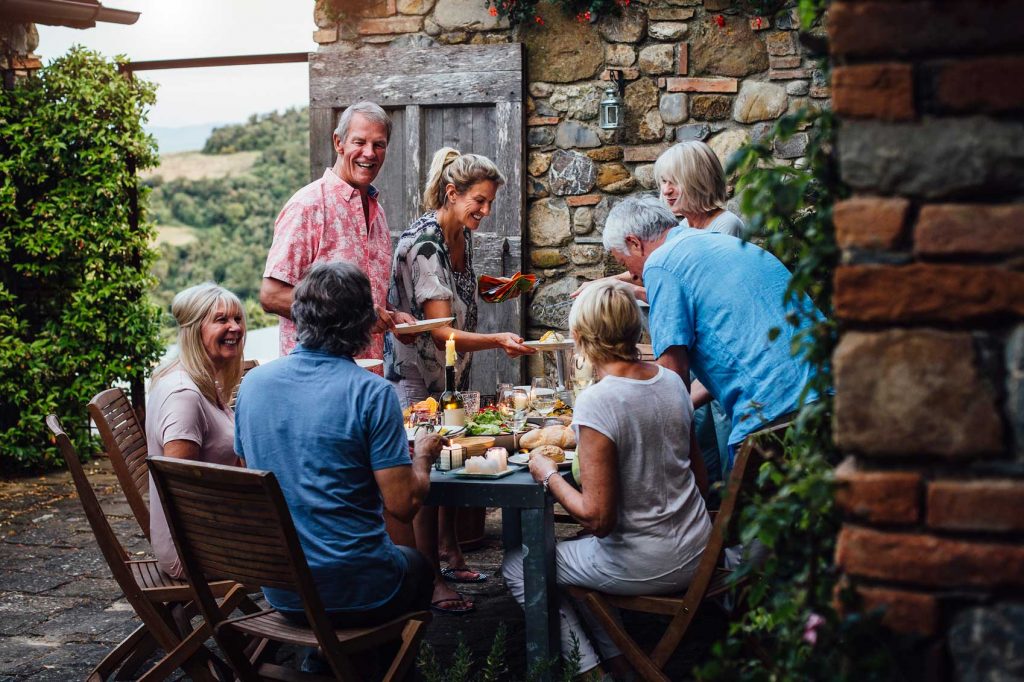 group of friends enjoying dinner 