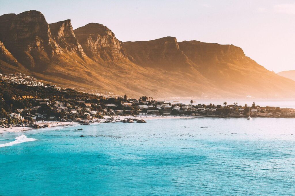 sun rays over Cape Town South Africa
