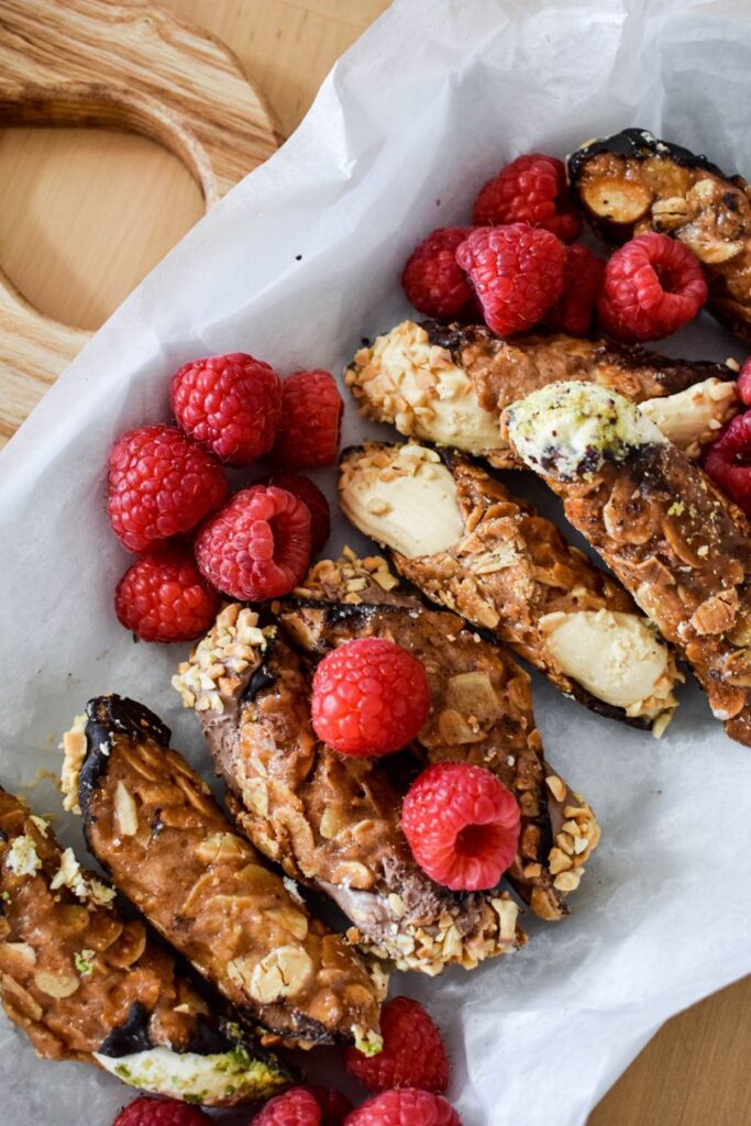 cannoli with raspberries