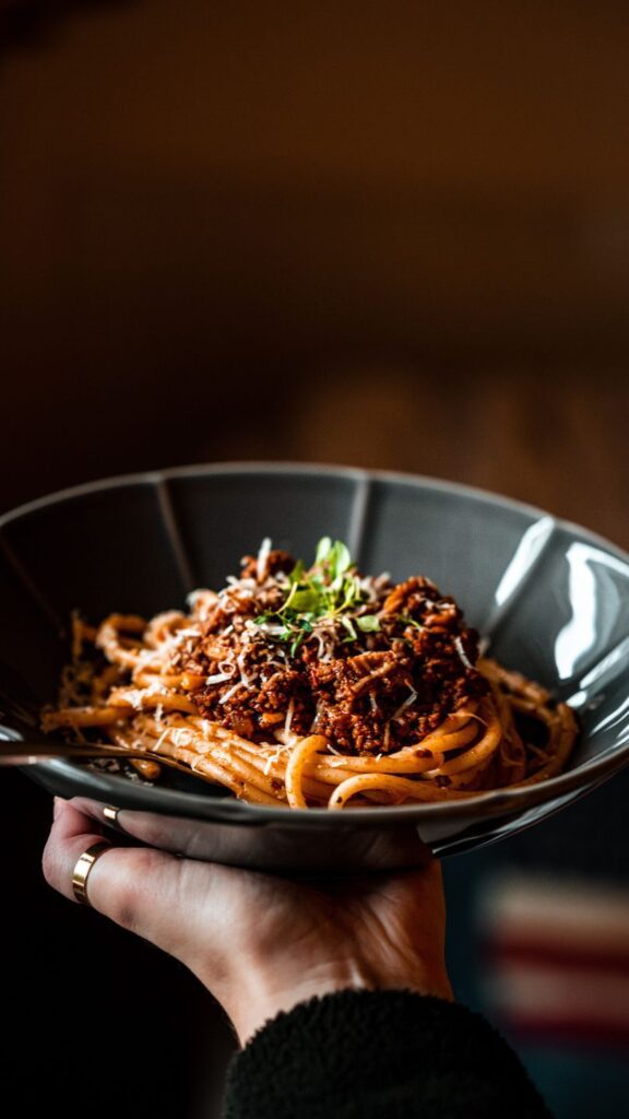 spaghetti and meat ragu Northern Italian food