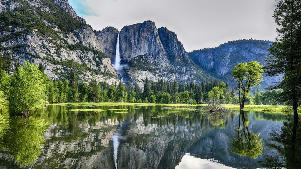 View across the Merced River, looking towards Bridal Veil Fall, Yosemite National Park 