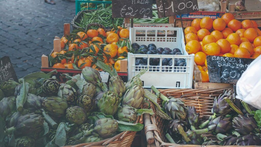 Artichokes in the market in Italy