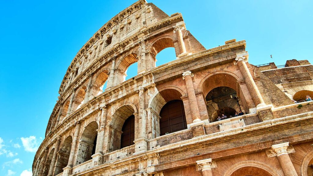The Colosseum is an ancient Roman amphitheatre in the centre of the city of Rome, Italy