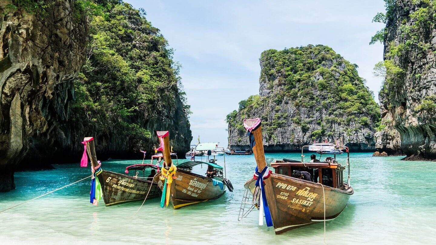 boats on the beach in Thailand