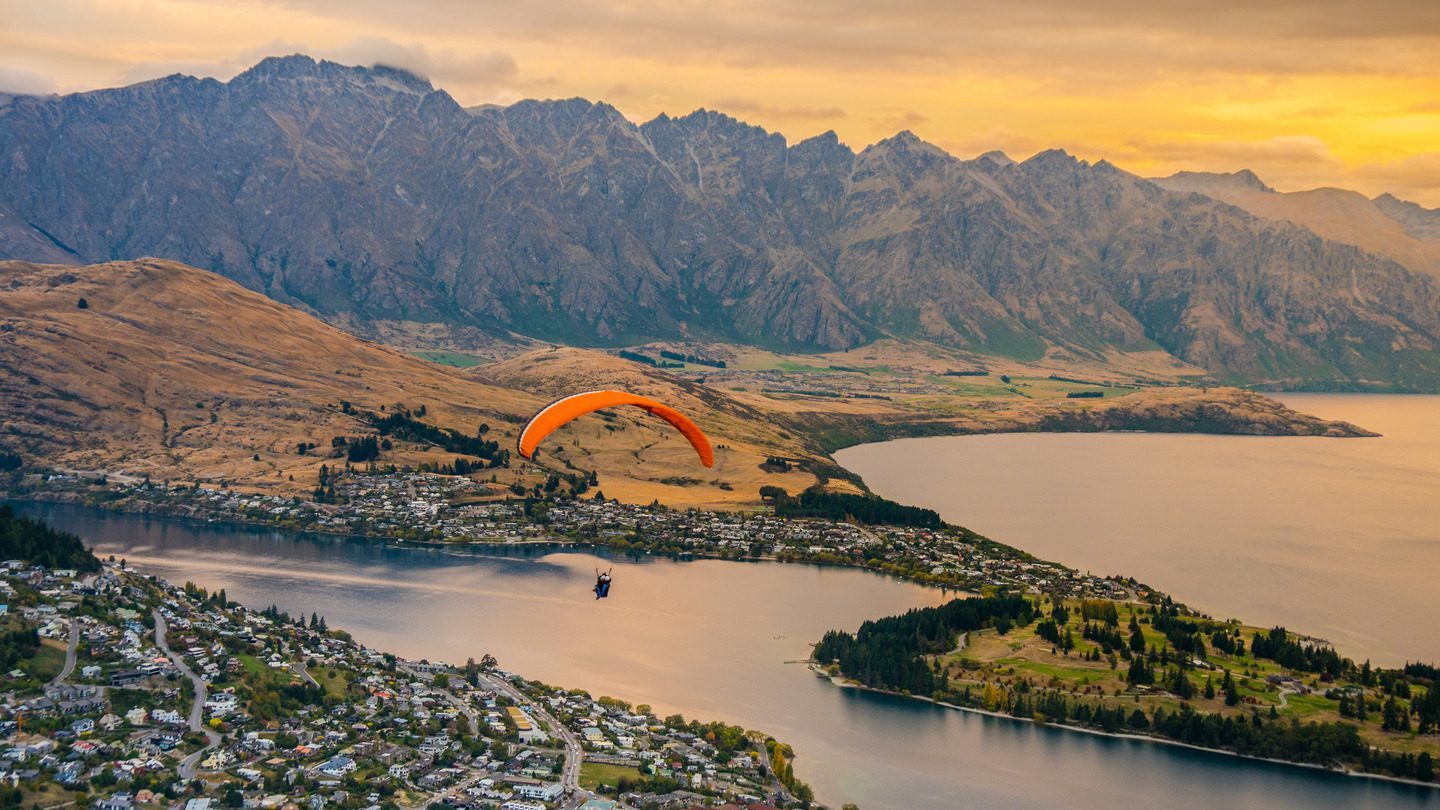 sunset over Queenstown New Zealand