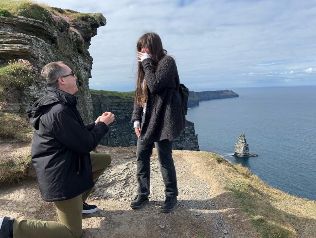 Nichole's beau conquered his fear of heights to propose at Ireland's Cliffs of Moher