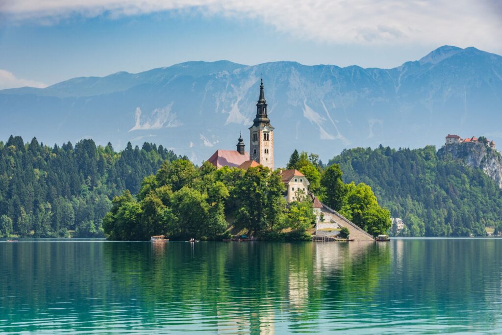Santa Maria Church in Slovenia's Lake Bled