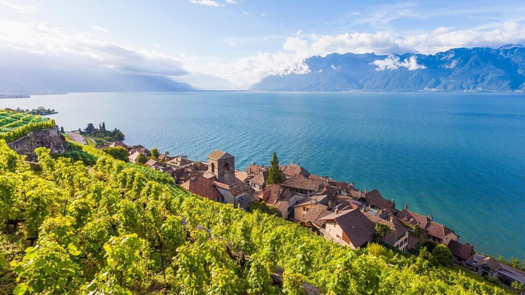 Lakeside town in Switzerland