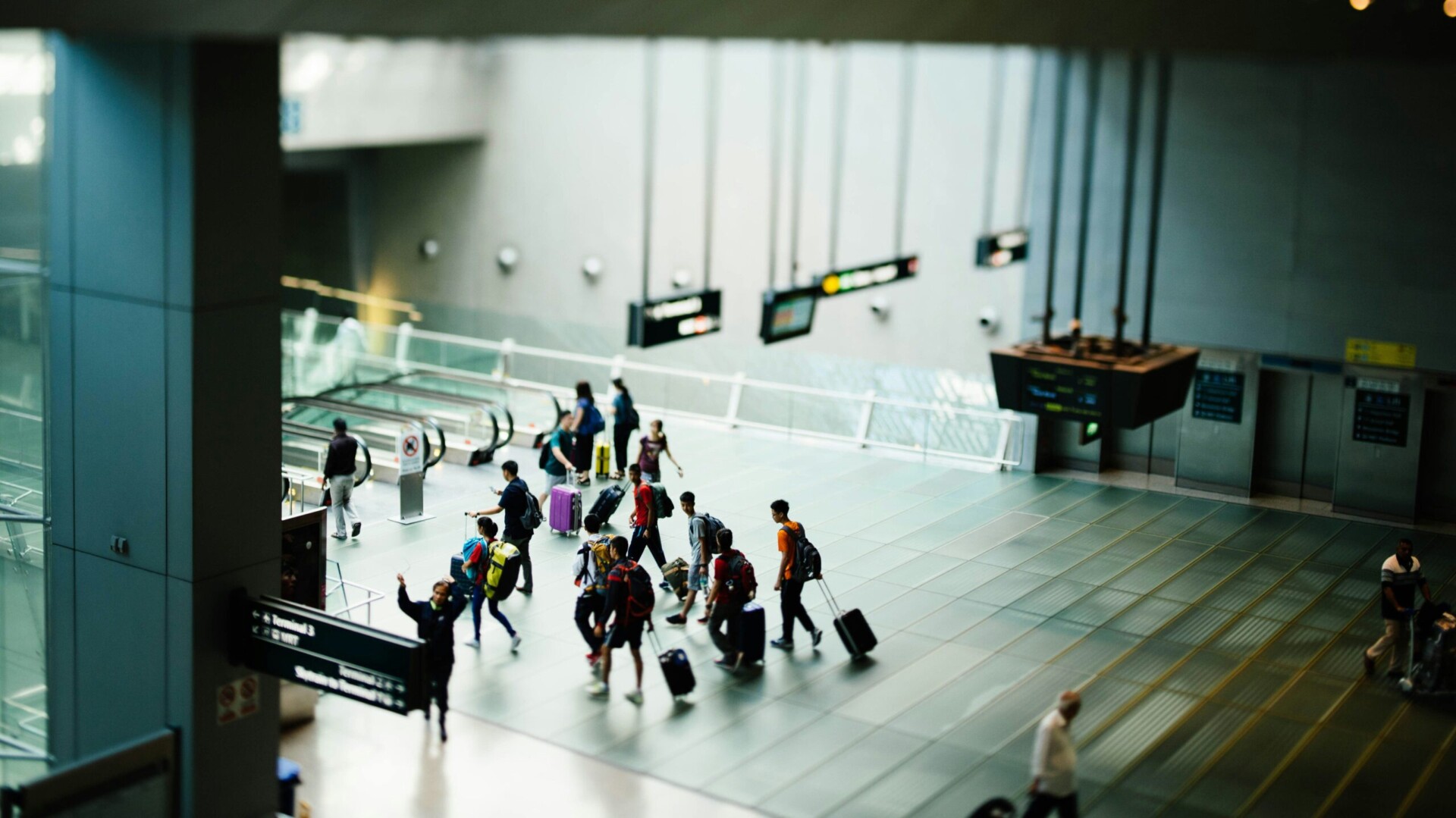 aerial view of airport room