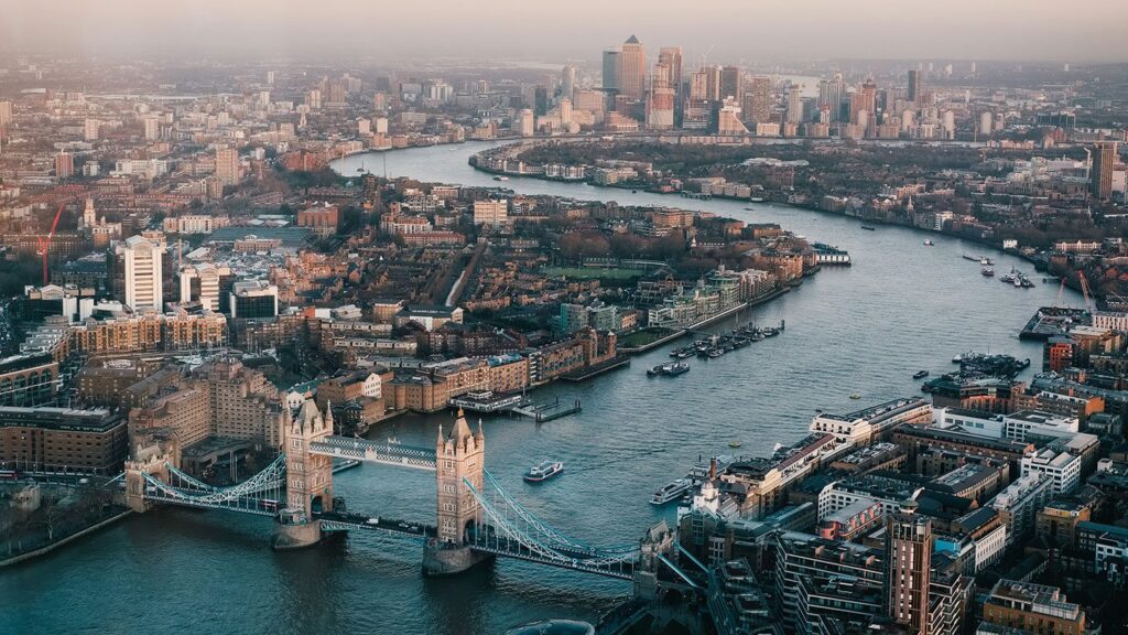 Aerial photo of Tower Bridge and the River Thames