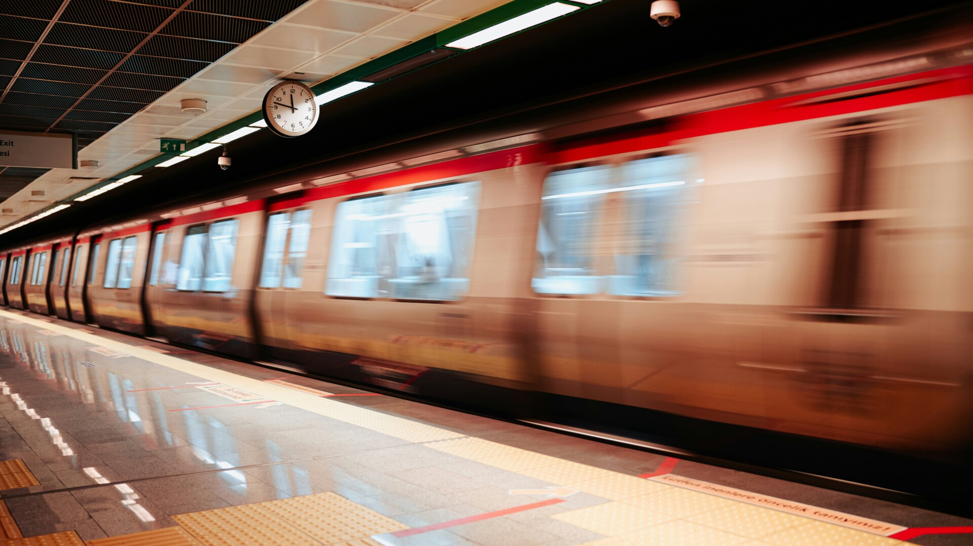 train going through subway 