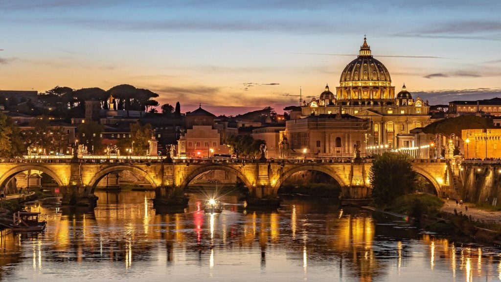 bridge of angels rome at night
