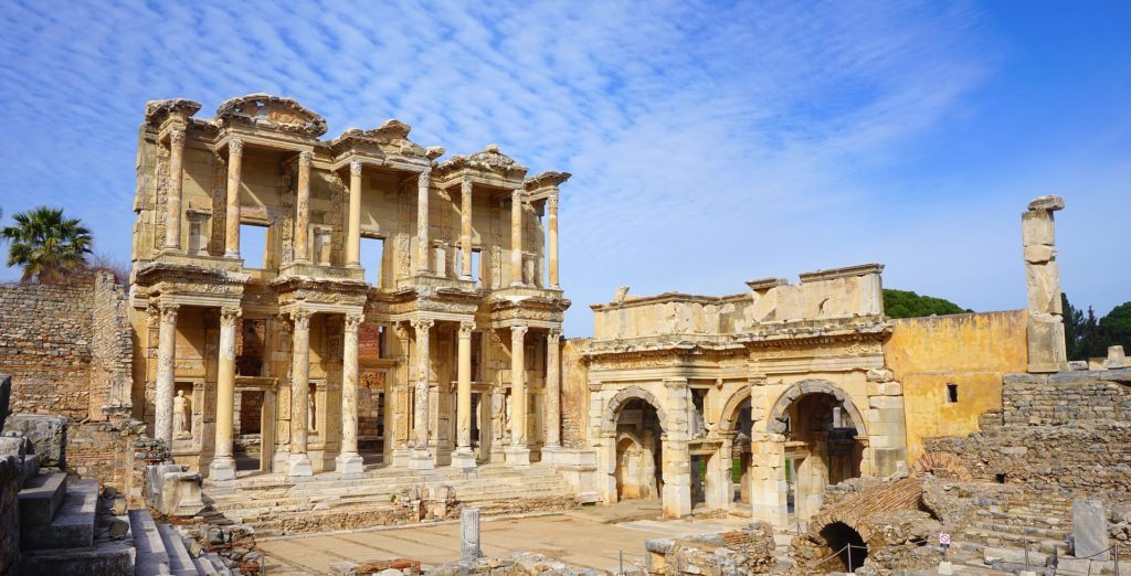ancient facade Library of Celsus Ephesus Turkey